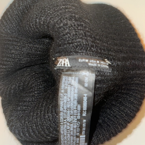 Zara black and cream knit beanie new with tags - Picture 4 of 5